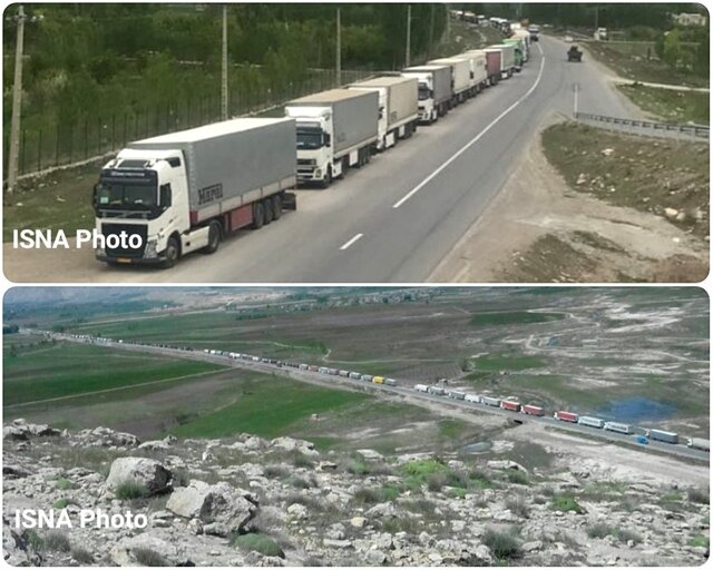 صف طولانی ۵۰۰ کامیون‌ در مرز بازرگان/ترکیه همکاری نمی‌کند