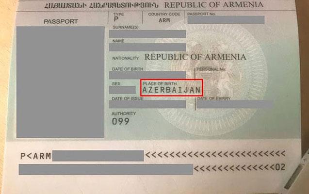 در گذرنامه ارامنه ی قره باغ، محل تولد آذربایجان نوشته شد