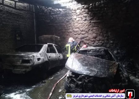 مهار آتشسوزی یک کارگاه مکانیکی در باغمیشه تبریز توسط آتشنشانی + عکس