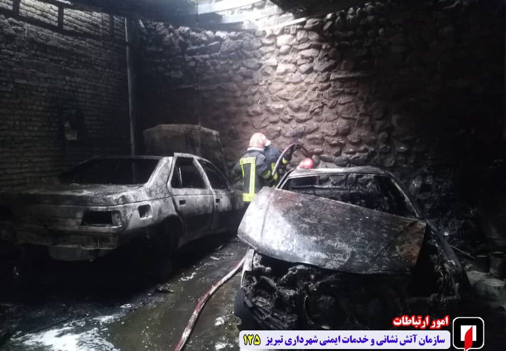 مهار آتشسوزی یک کارگاه مکانیکی در باغمیشه تبریز توسط آتشنشانی + عکس