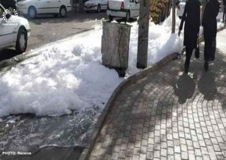 انتشار کف سفید در خیابان آخونی تبریز ناشی از حفاری قطار شهری بود