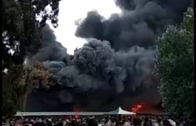 آتش سوزی در بازار مرکزی شهر ایمیشلی آذربایجان