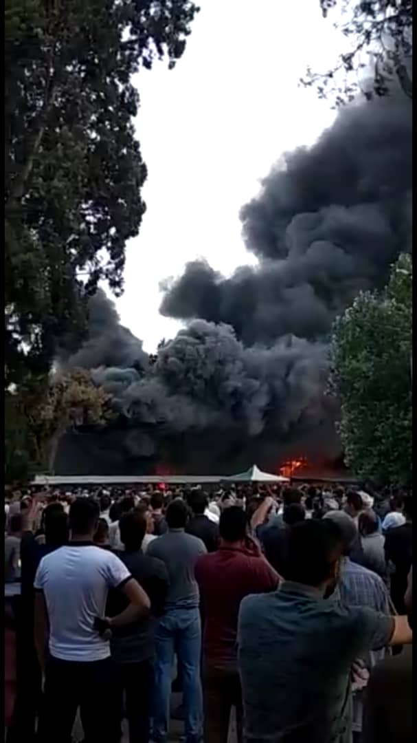آتش سوزی در بازار مرکزی شهر ایمیشلی آذربایجان
