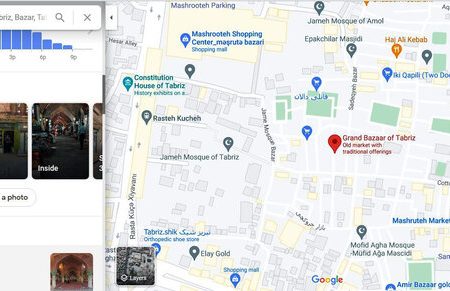 امکان تماشای بازار جهانی تبریز در نرم افزار Google street view