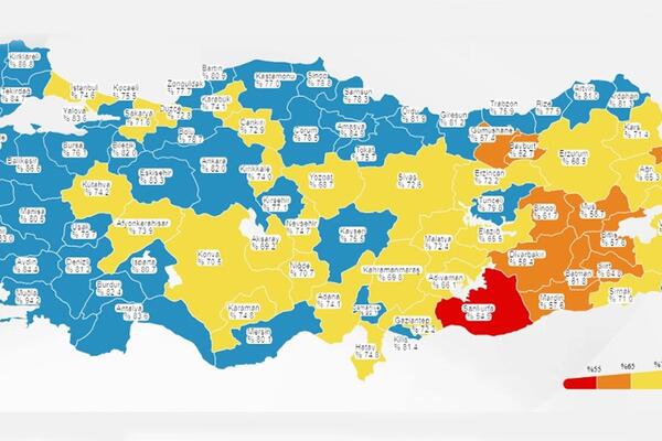 هیچ استانی در نقشه کووید ۱۹ ترکیه قرمز نیست 