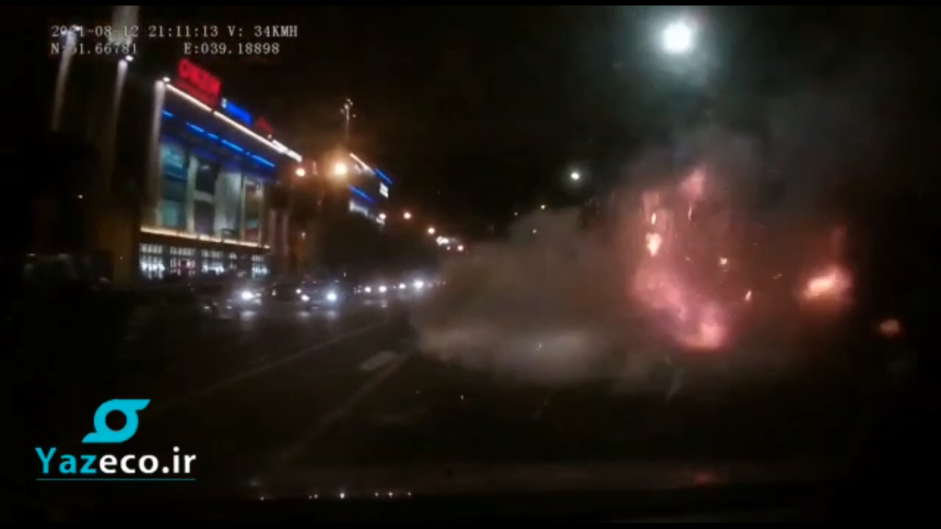لحظه انفجار اتوبوس در شهر ورونژ روسیه