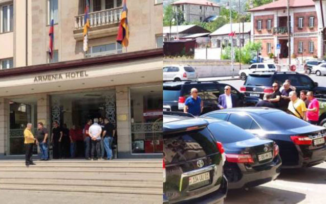 مردم با پرتاب سنگ به استقبال نمایندگان پارلمان ارمنستان در خانکندی رفتند