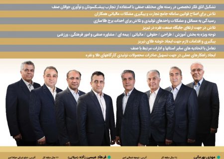 اعلام موجودیت ائتلاف اعتماد و اتحاد در انتخابات اتحادیه طلا و جواهر تبریز
