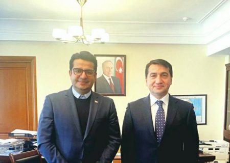حکمت حاجی اف با سفیر ایران در آذربایجان دیدار کرد