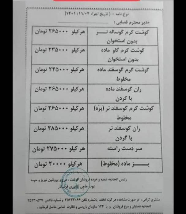 قیمت گوشت در تبریز سرسام آور است