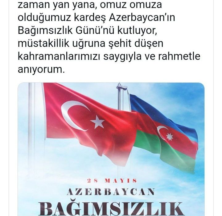 تبریک اردوغان به مناسبت روز استقلال آذربایجان