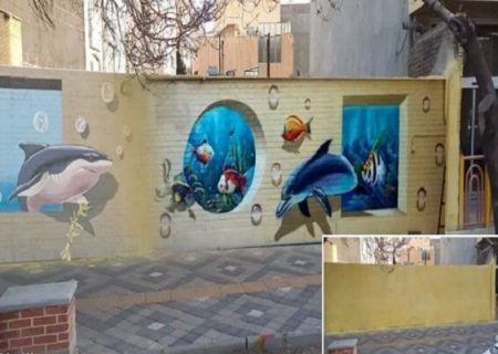 بهبود کیفیت منظر شهری منطقه ۶ تبریز با نقاشی و رنگ آمیزی های دیواری