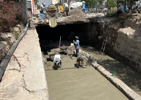 اتمام بتن‌ریزی ۵۰۰ متر از کانال ایلی سو حد فاصل ابوریحان تا چهارراه لاله