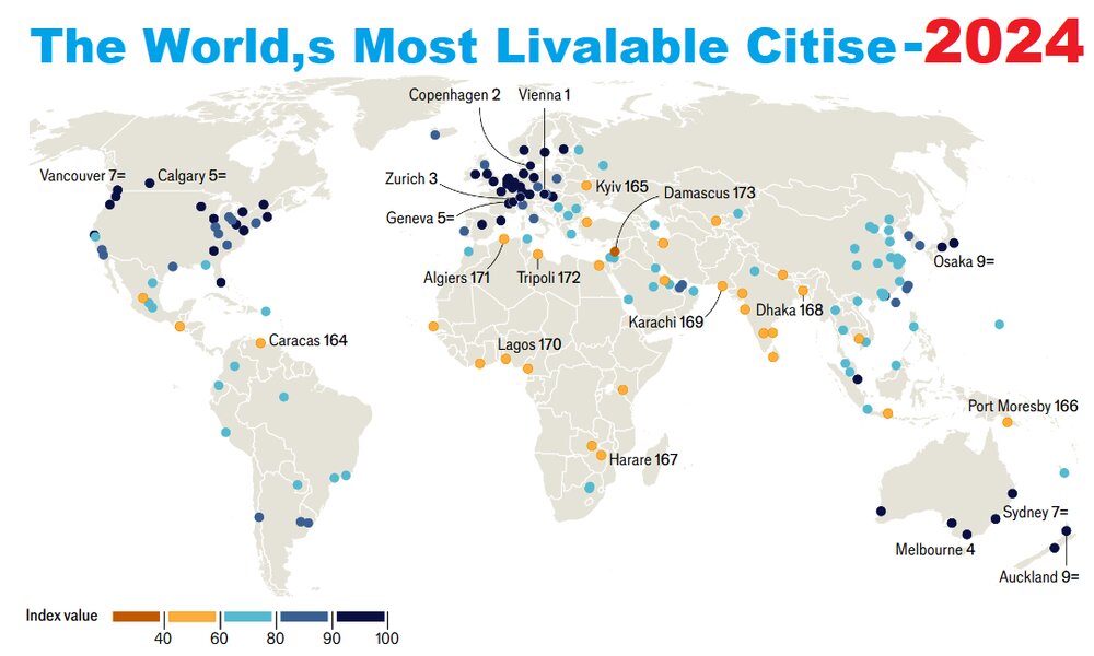 بهترین و بدترین شهرهای جهان برای زندگی در سال ۲۰۲۴/ وین همچنان در صدر