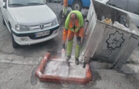 پاکسازی محیط شهری با شستشوی معابر حوزه شهرداری منطقه ۶
