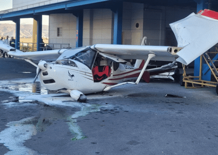 برخورد هواپیمای آموزشی با یک ساختمان در فرودگاه تبریز