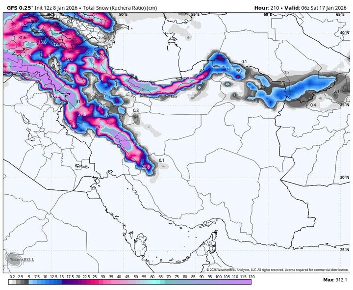 نفوذ توده سرما و تخریب محصولات کشاورزی در ۳۰ استان تا ۲ بهمن/ وزش باد نسبتا شدید و کاهش شدید دما در تهران